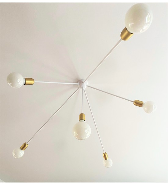 Lampa Drapak - Biały połysk - Mosiądz szcotkowany