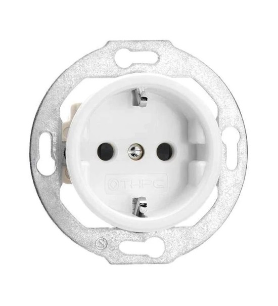 THPG 173068 Gniazdo z uziemieniem schuko z przesłonami torów porcelana biała