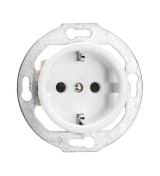 THPG 173068 Gniazdo z uziemieniem schuko z przesłonami torów porcelana biała