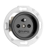 THPG 174026 Gniazdo z uziemieniem z bolcem do ramek porcelana czarna