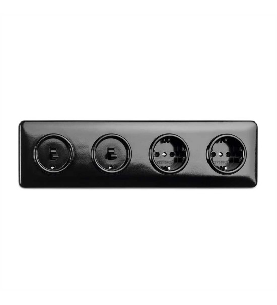 2 x Łącznik dźwigniowy 173043 + 2 x Gniazdko 173038 + Ramka 173091
