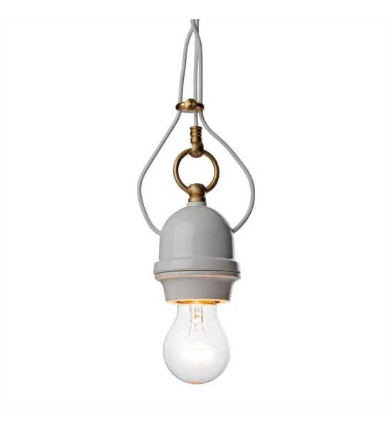 THPG 100031 Oprawa LOFT E27 porcelanowo-mosiężna, kabel biały