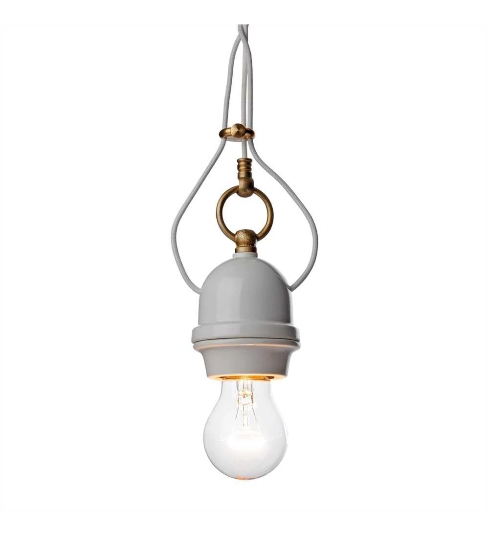 THPG 100031 Oprawa LOFT E27 porcelanowo-mosiężna, kabel biały