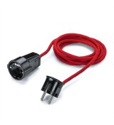 THPG 100857 Przedłużacz z wtyczką kątową i gniazdem, duroplast czarny, 2,5 m kabel w oplocie czerwony