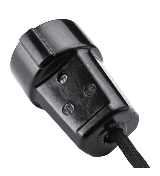 THPG 100857 Przedłużacz z wtyczką kątową i gniazdem, duroplast czarny, 2,5 m kabel w oplocie czerwony — zdjęcie 2