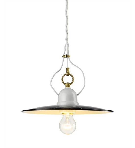 THPG 101182 Lampa wisząca z porcelany z kloszem emaliowanym — zdjęcie 2