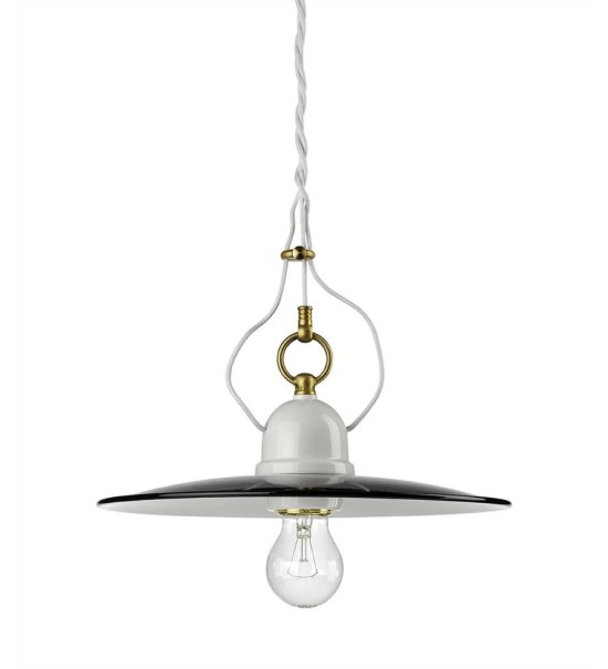 THPG 101182 Lampa wisząca z porcelany z kloszem emaliowanym