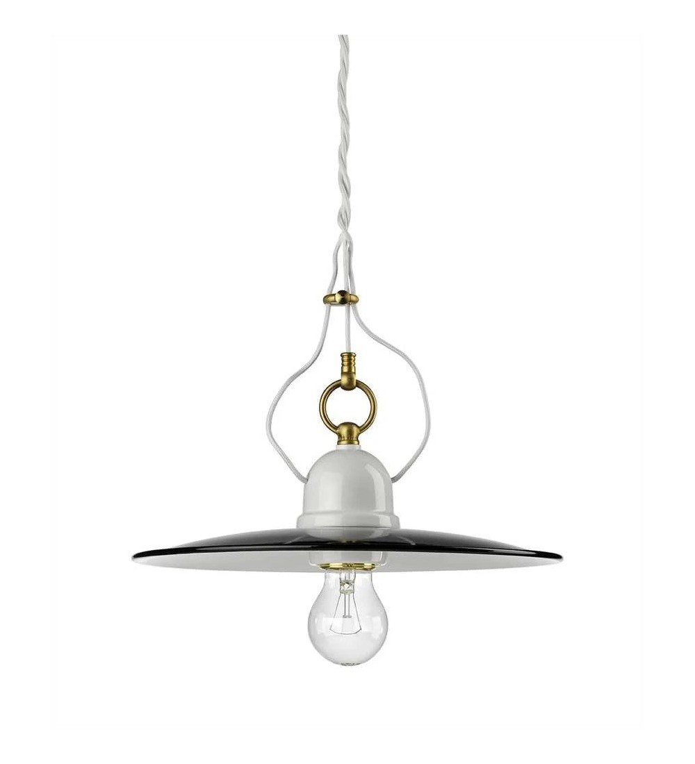THPG 101182 Lampa wisząca z porcelany z kloszem emaliowanym
