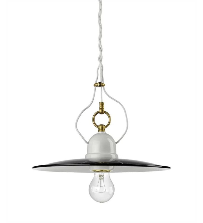 THPG 101182 Lampa wisząca z porcelany z kloszem emaliowanym