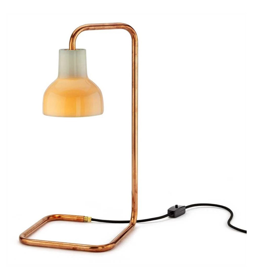 THPG 101222 Lampa stołowa, miedź i przepuszczająca światło porcelana — zdjęcie 2