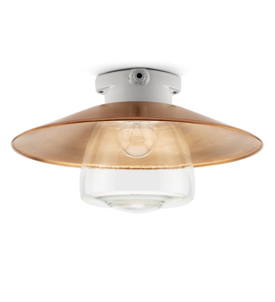 THPG 101278 Lampa sufitowa MEDIUM 1 porcelana, miedź, klosz przezroczysty