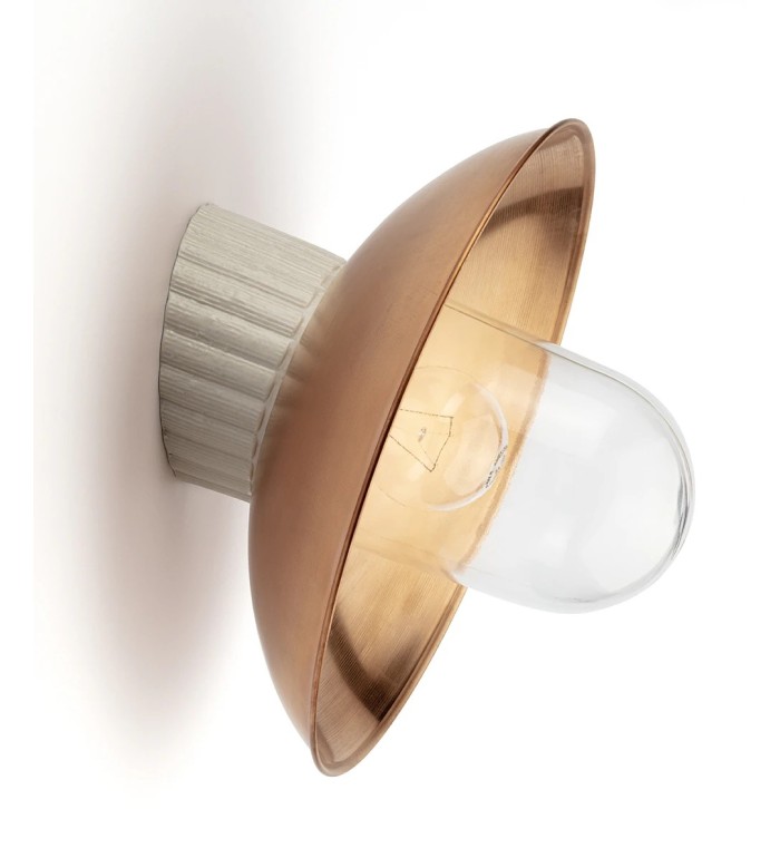 THPG 101287 Lampa ścienna MEDIUM 3 porcelana, miedź, klosz przezroczysty