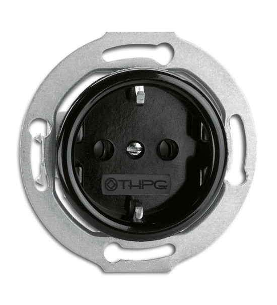 THPG 173038 Gniazdo z uziemieniem Schuko bakelit czarny