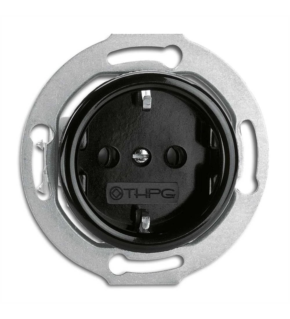 THPG 173038 Gniazdo z uziemieniem Schuko bakelit czarny