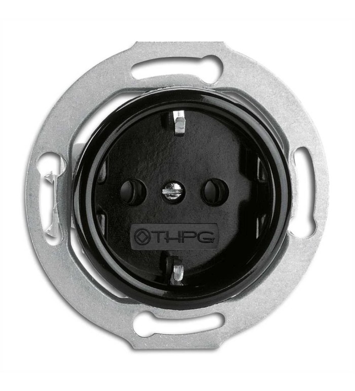 THPG 173038 Gniazdo z uziemieniem Schuko bakelit czarny