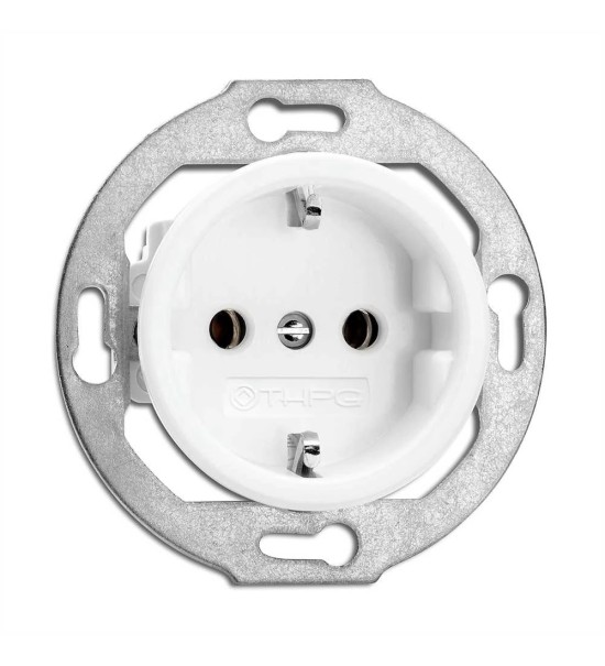 THPG 173067 Gniazdo z uziemieniem schuko porcelana biała