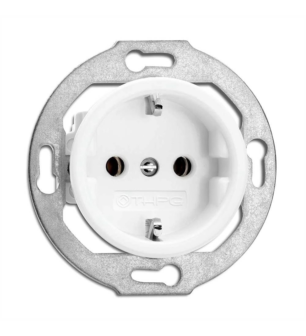 THPG 173067 Gniazdo z uziemieniem schuko porcelana biała