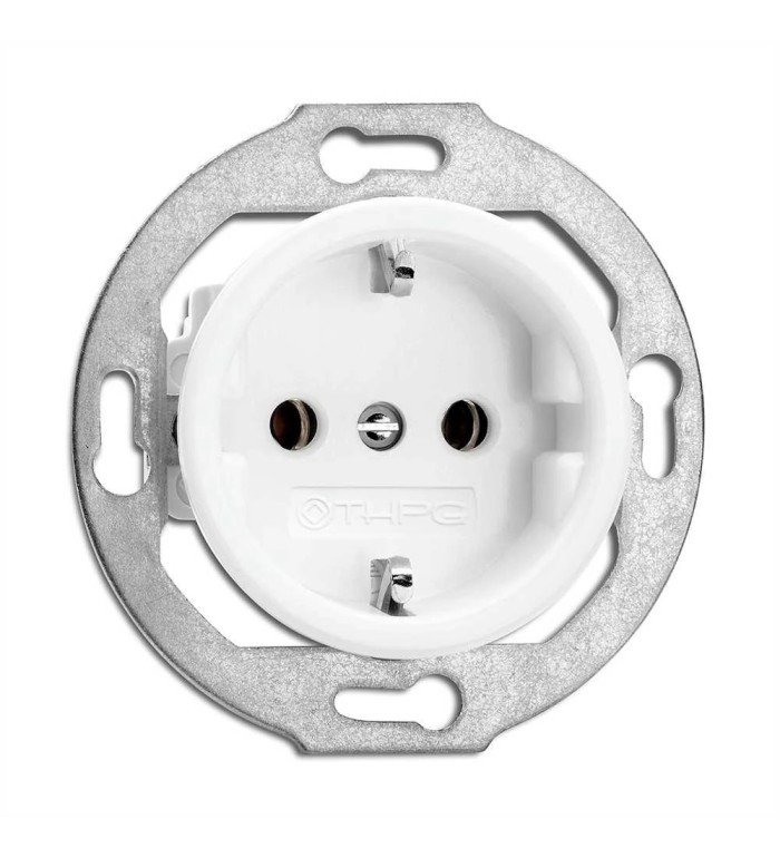 THPG 173067 Gniazdo z uziemieniem schuko porcelana biała