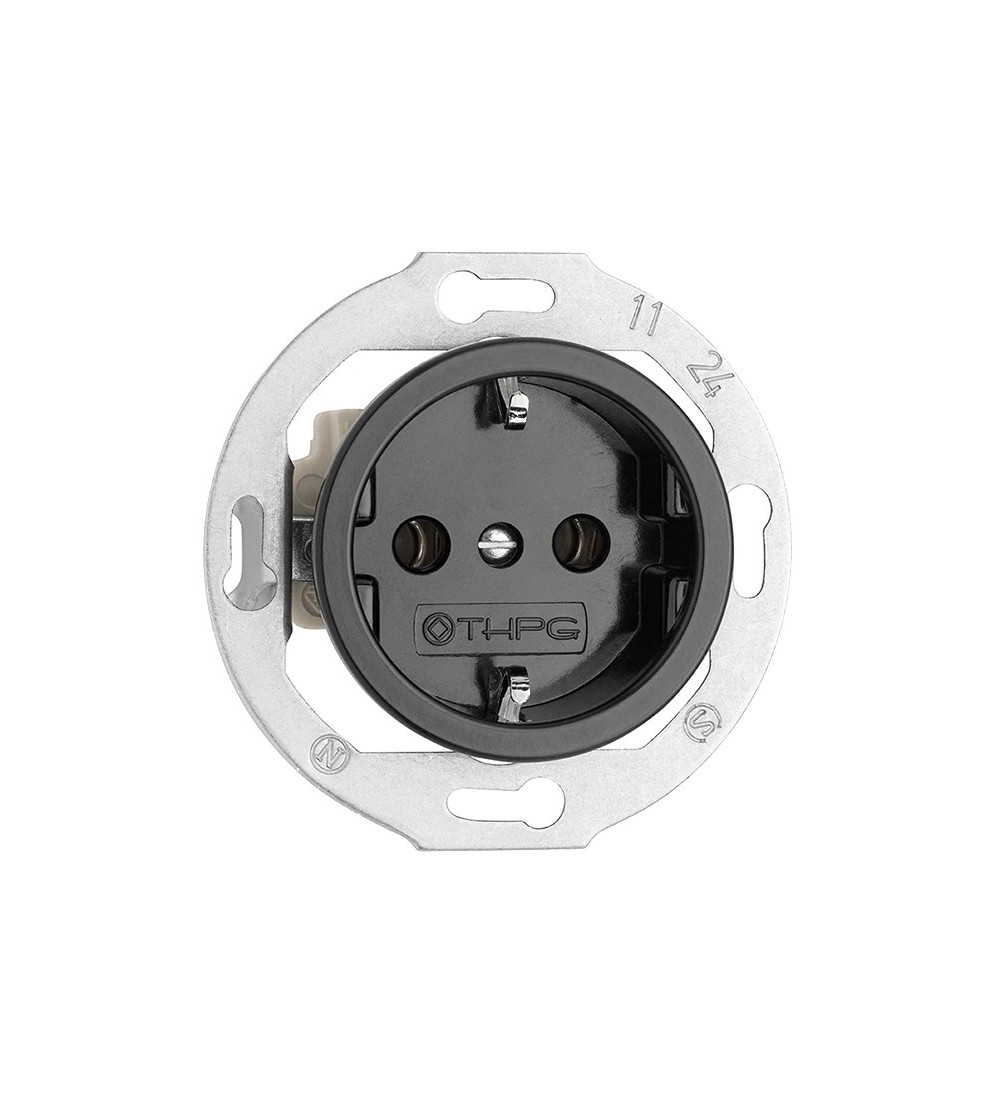 THPG 174024 Gniazdo z uziemieniem typu Schuko do ramek porcelana czarna
