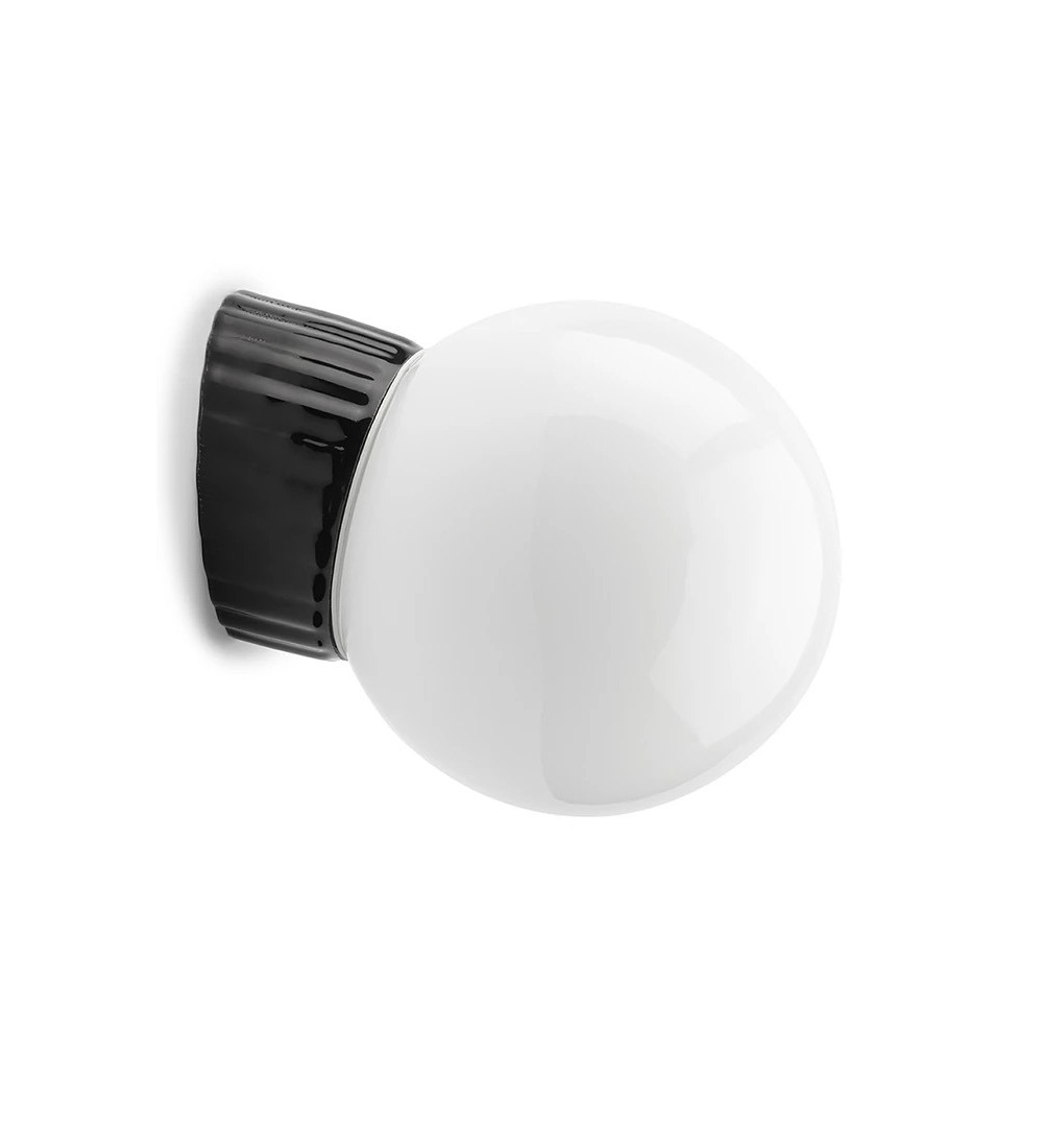 THPG 177037 Lampa ścienna z czarnej porcelany M, kula opalowa
