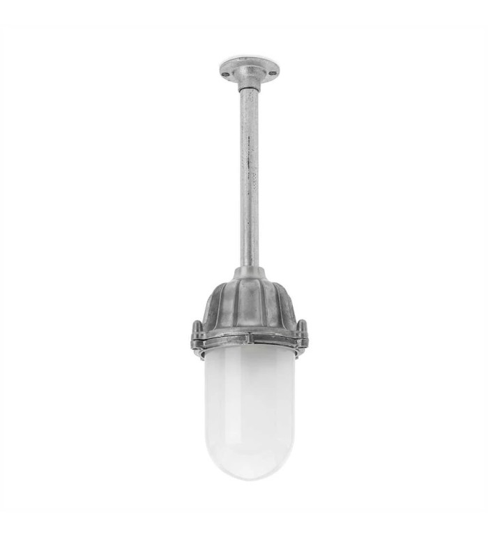 THPG 100510 Zewnętrzna lampa sufitowa z odlewu aluminiowego z rurką, klosz matowy