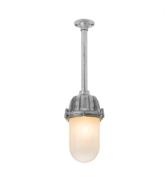 THPG 100510 Zewnętrzna lampa sufitowa z odlewu aluminiowego z rurką, klosz matowy — zdjęcie 2