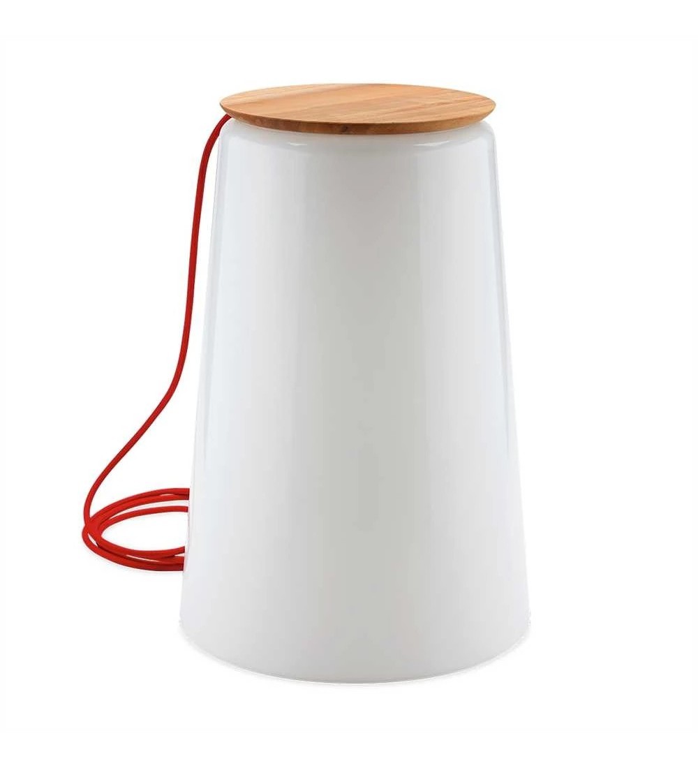 THPG 100886 Lampa stołowa grzybek, wiśnia z czerwonym kablem tekstylnym