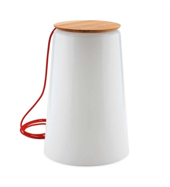 THPG 100886 Lampa stołowa grzybek, wiśnia z czerwonym kablem tekstylnym