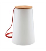 THPG 100886 Lampa stołowa grzybek, wiśnia z czerwonym kablem tekstylnym