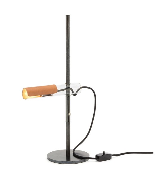 THPG 101871 Lampa wisząca z długim kloszem szklanym, wykończenie skórzane — zdjęcie 4