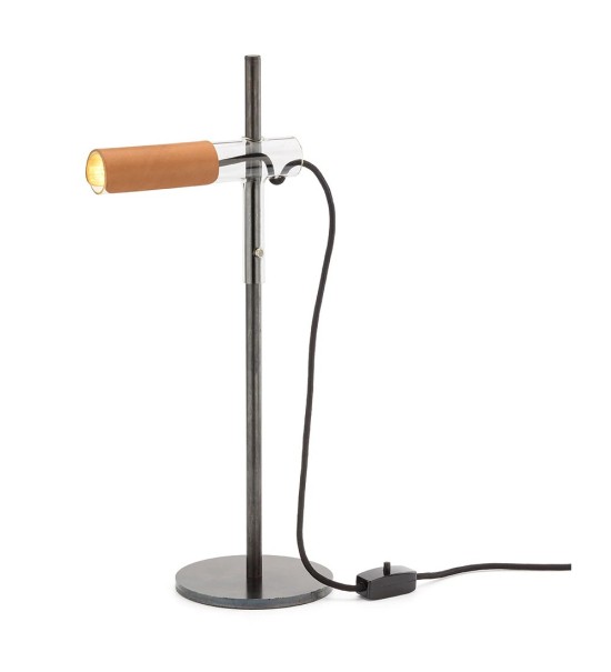 THPG 101871 Lampa wisząca z długim kloszem szklanym, wykończenie skórzane — zdjęcie 2