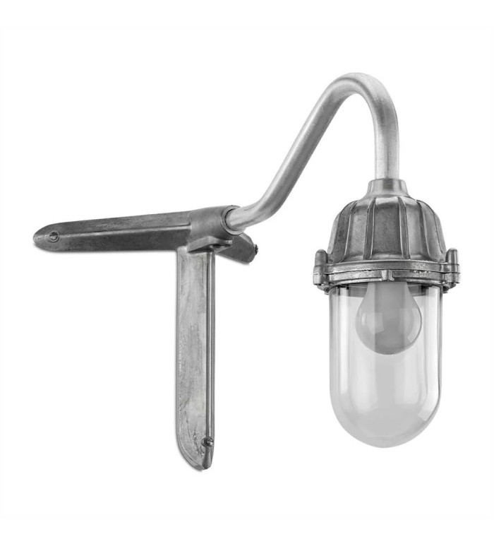 THPG 100558 Zewnętrzna lampa ścienna lakierowana na czarno z łabędzią szyją, klosz matowy