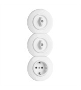 2 x Łącznik obrotowy 186885 + Gniazdko + 2 x Ramka 176425 + Ramka 176426