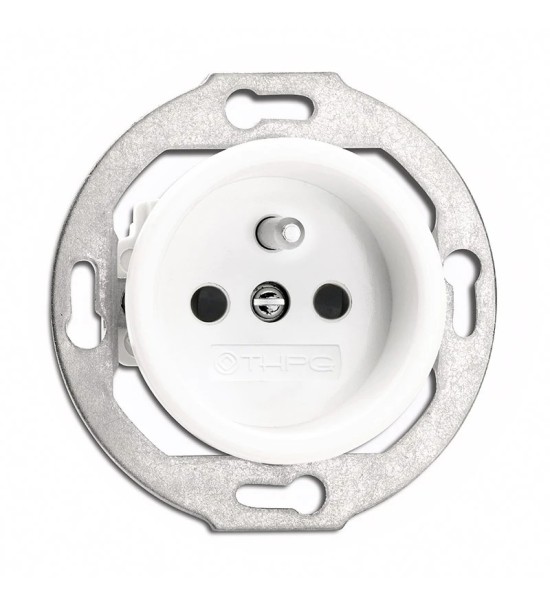 THPG 175835 Gniazdo z uziemieniem z bolcem do ramek porcelana biała