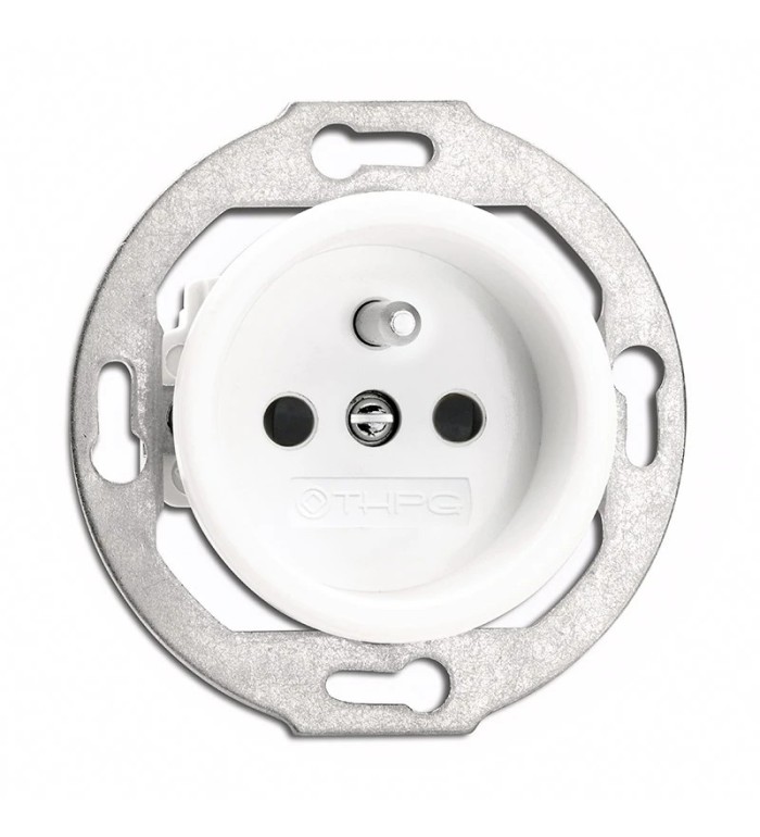 THPG 175835 Gniazdo z uziemieniem z bolcem do ramek porcelana biała
