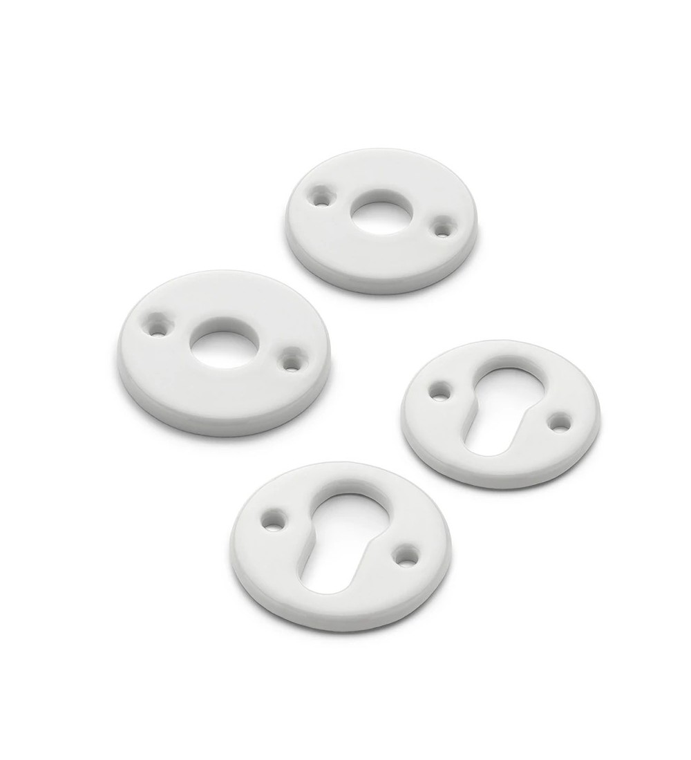 THPG 179976 Rozety 45 mm z białej porcelany, do wkładki bębenkowej (2 rozety klamki i 2 rozety klucza)
