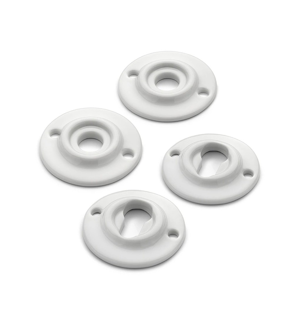 THPG 179980 Rozety 65 mm z białej porcelany, do wkładki bębenkowej (2 rozety klamki i 2 rozety klucza)