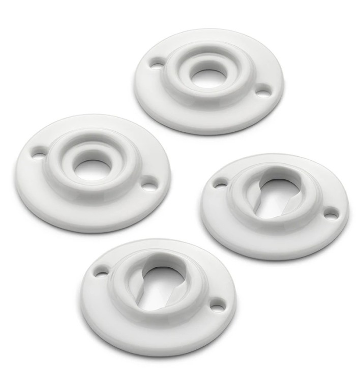 THPG 179980 Rozety 65 mm z białej porcelany, do wkładki bębenkowej (2 rozety klamki i 2 rozety klucza)