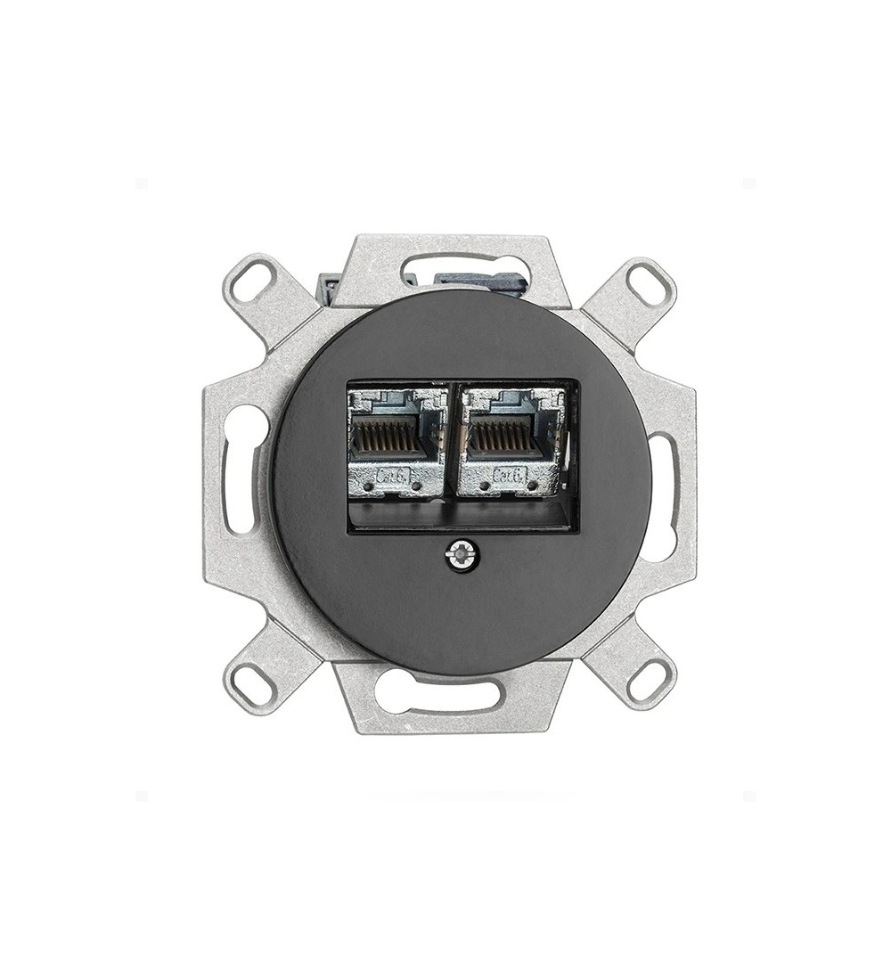 THPG 174033 Gniazdo komputerowe RJ45 kat. 6 podwójne porcelana czarna
