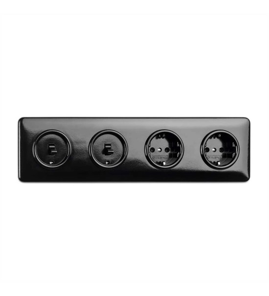2 x Łącznik dźwigniowy 173044 + 2 x Gniazdko 173038 + Ramka 173091