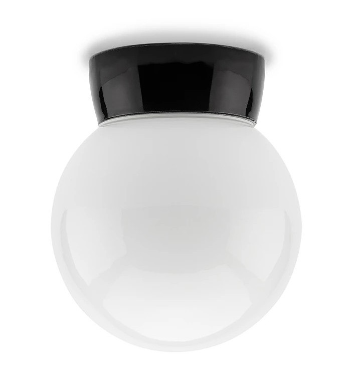 THPG 177036 Lampa sufitowa z czarnej porcelany M, kula opalowa