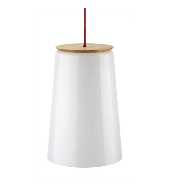 THPG 100894 Lampa wisząca grzybek, wiśnia z czerwonym kablem tekstylnym
