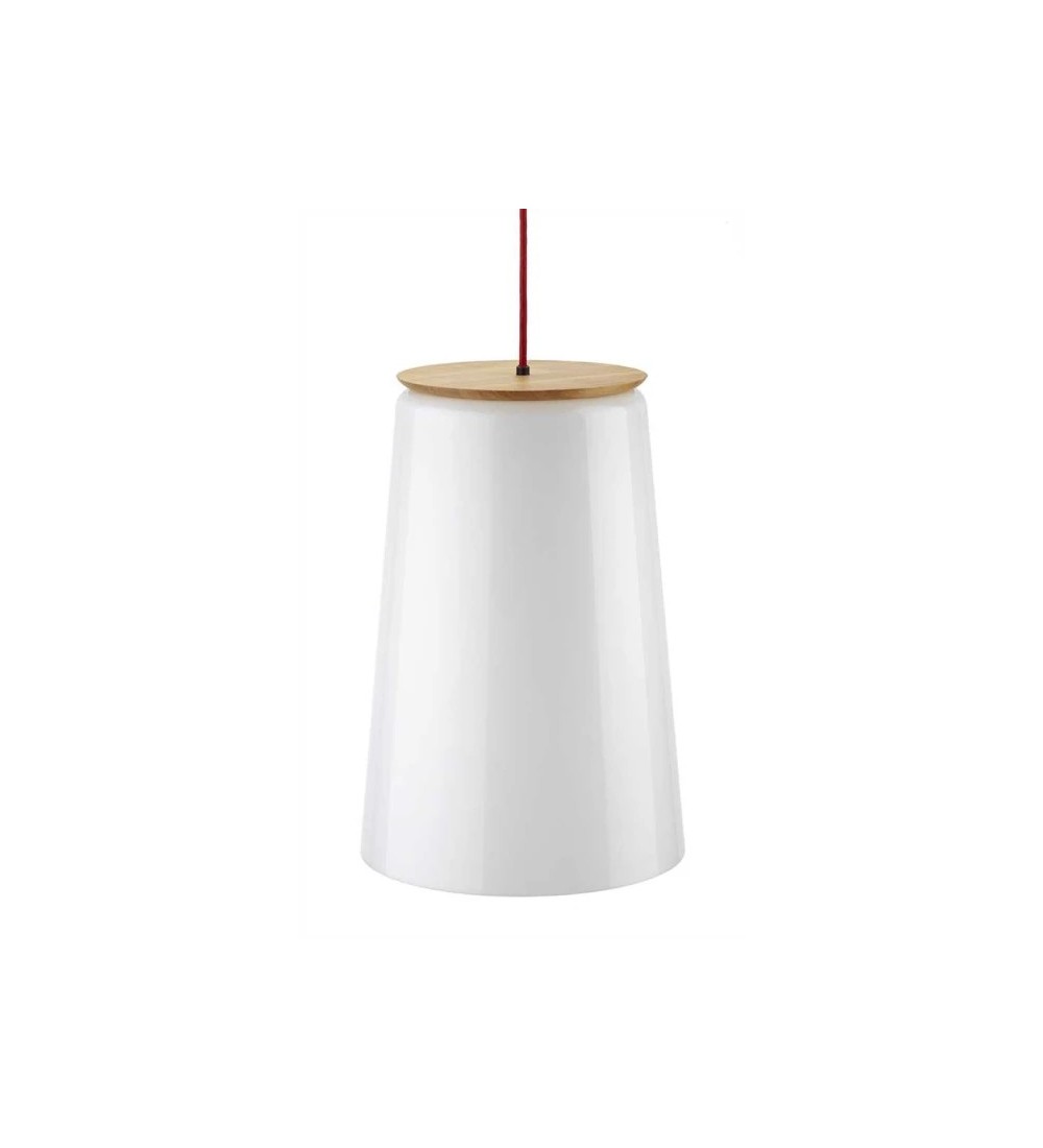 THPG 100894 Lampa wisząca grzybek, wiśnia z czerwonym kablem tekstylnym