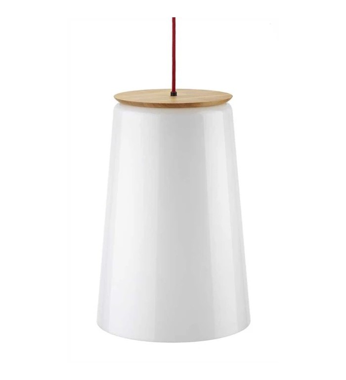THPG 100894 Lampa wisząca grzybek, wiśnia z czerwonym kablem tekstylnym