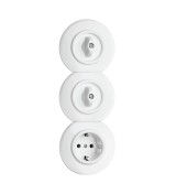 2 x Łącznik obrotowy 100382 + Gniazdko 176400 + 2 x Ramka 176425 + Ramka 176426