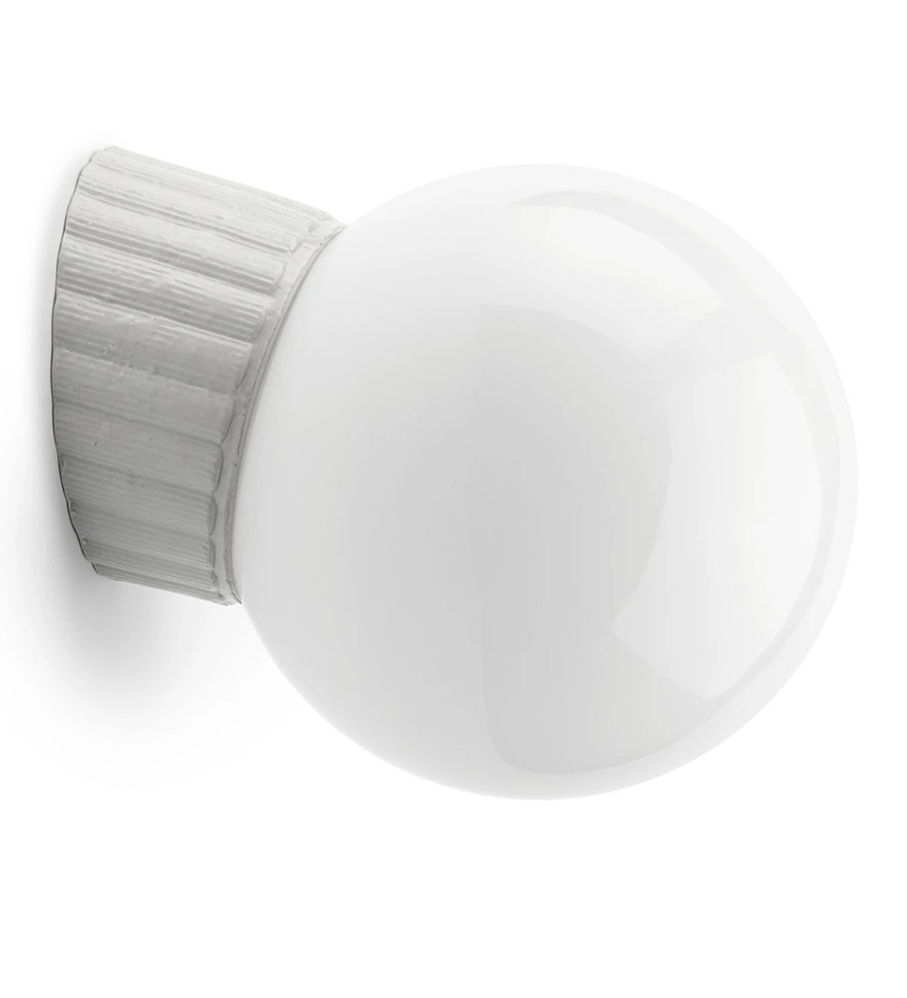 THPG 177031 Lampa ścienna z białej porcelany M, kula opalowa